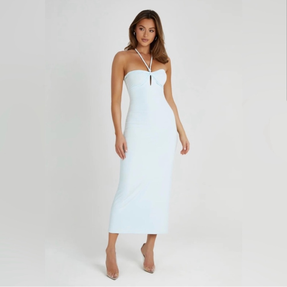 Meshki White Strappy Midi Dress